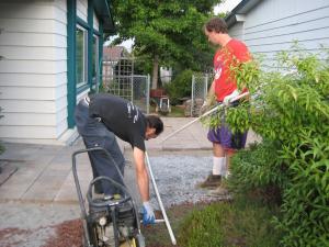 two of our West Palm Beach Irrigation Contractors contractors are laying the pvc lines